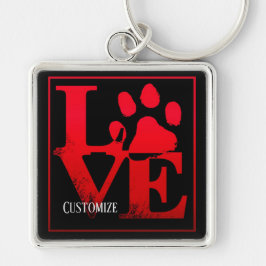 Chaveiro Red Love Paws Cadeia Personalizada de Chave