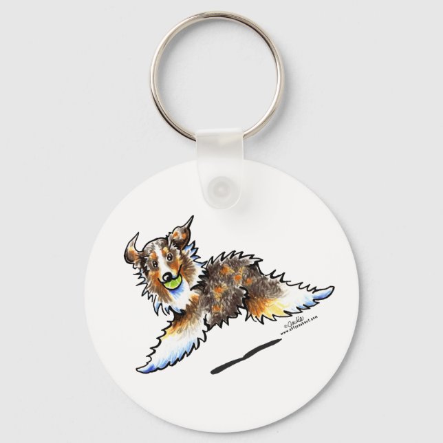 Chaveiro Red Merle Australian Shepherd Lets Play (Frente)