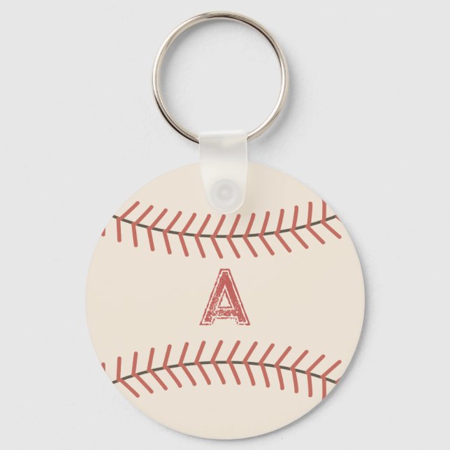 Chaveiro Red Monogram Vintage Baseball Keychain Gift (Frente)