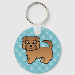 Chaveiro Red Norfolk Terrier Cartoon Dog Em Azul