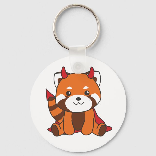 Chaveiro Red Panda Halloween Cute Devil Witume Keyume (Frente)