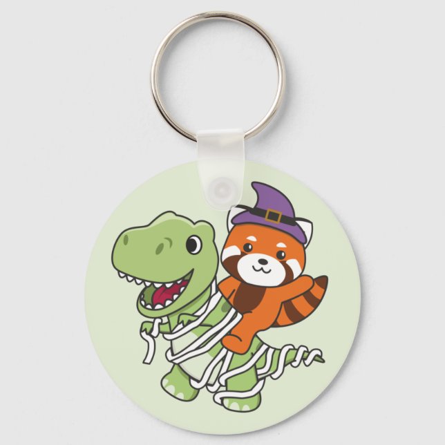Chaveiro Red Panda Happy Halloween T-rex Mummy Costume Keyc (Frente)