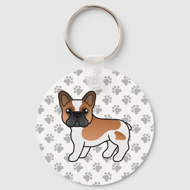 Chaveiro Red Piebald French Bulldog Cute Cartoon Dog (Frente)