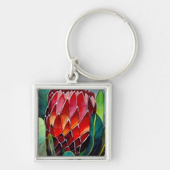 Chaveiro Red Protea flor flor original de aquarela (Frente)