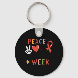 Chaveiro Red Ribbon Week Peace Love Cure Drug Free Say No T