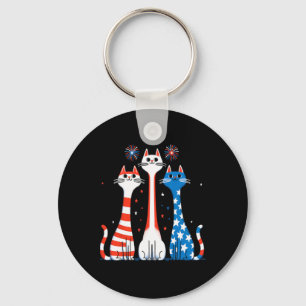 Chaveiro Red White Blue Cats Usa Flag Firework 4 De Julho