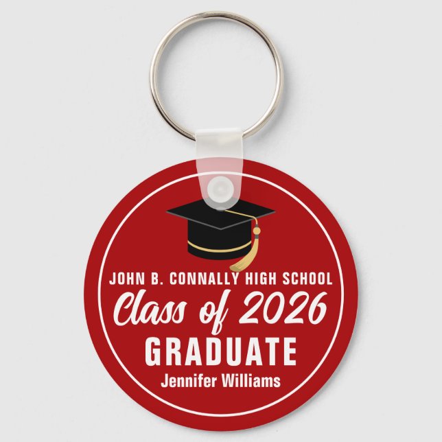 Chaveiro Red White Class of 2023 Personalised Formando Gift (Frente)
