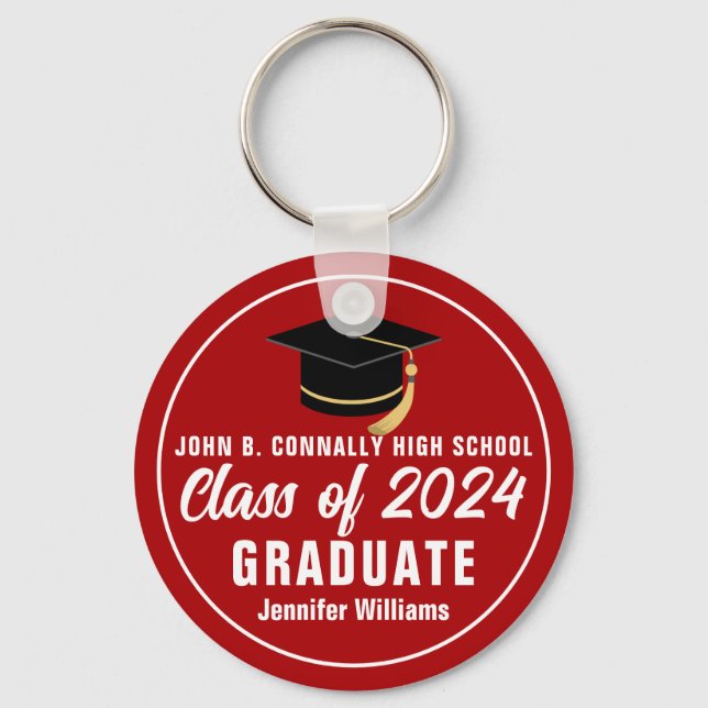 Chaveiro Red White Class of 2023 Personalised Formando Gift (Frente)
