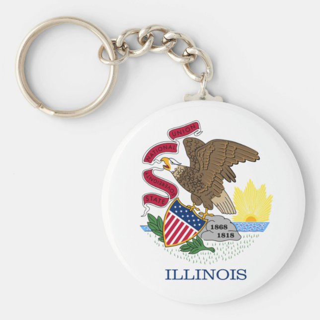 Chaveiro Red White e Dourada Bandeira de Águia em Illinois (Frente)
