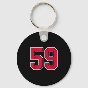 Chaveiro Red White Number 59 Jersey Player Uniform #59