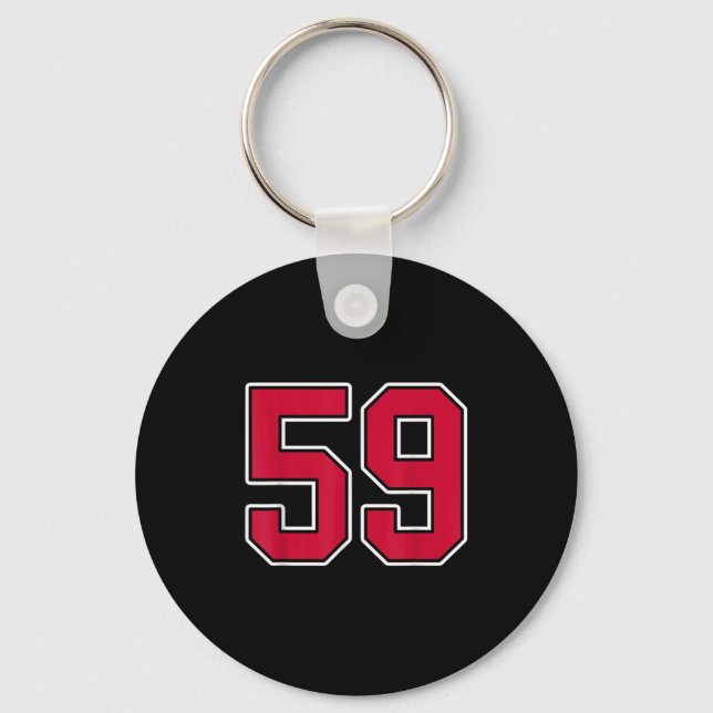 Chaveiro Red White Number 59 Jersey Player Uniform #59 (Frente)
