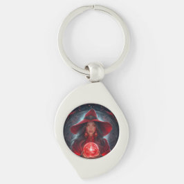 Chaveiro Red Witch With Crystal Ball And Amazing Background