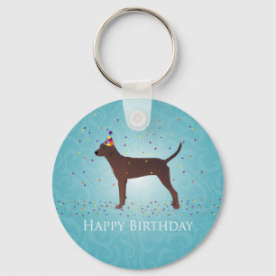 Chaveiro Redbone Coonhound Happy Birthday Design