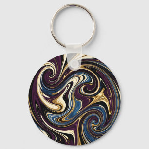 Chaveiro Redemoinho Mármore Roxo Dourado Azul Abstrato
