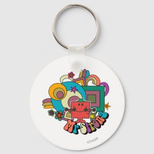 Chaveiro Redemoinhos psicadélicos, estrelas, & flores do