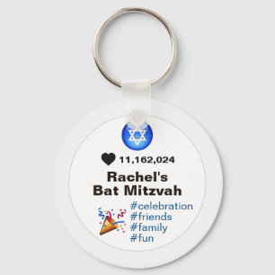 Chaveiro Redes sociais Emoji Bat Mitzvah ou Bar Mitzvah