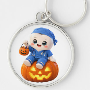 Chaveiro Redondo de Enfermeira de Halloween com Ab