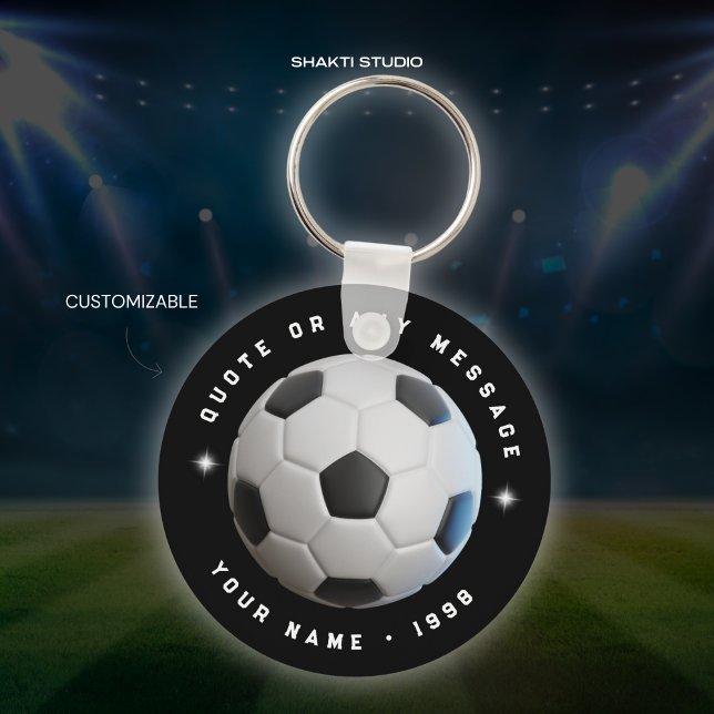 Chaveiro Redondo de Time de Futebol Preto e Branco (Criador carregado)