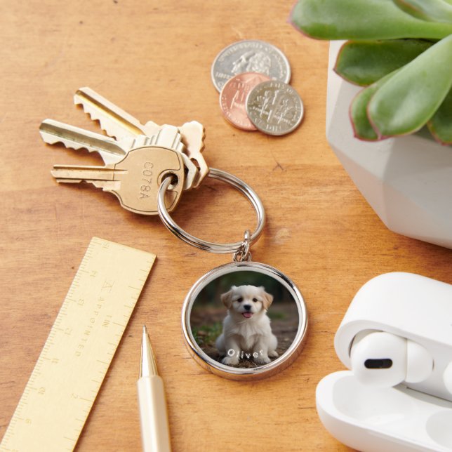 Chaveiro redondo personalizado - Foto personalizad (Mesa)
