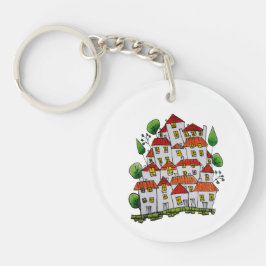 Chaveiro redondo (porta desenhada à mão)