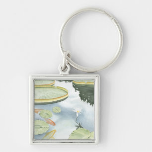 Chaveiro Reflexo de Koi Pond com Peixes e Lírios