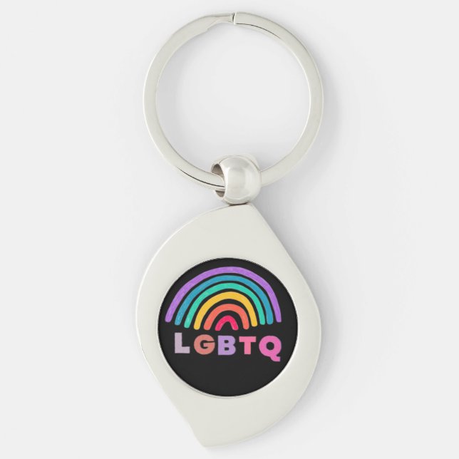 Chaveiro Regenbogen gemalt mit Schrift LGBTQ (Frente)