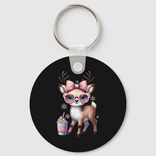 Chaveiro Reindeer Bebendo Chocolate Quente Bougie Women Gir (Frente)