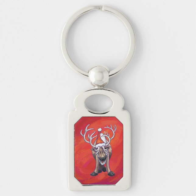 Chaveiro Reindeer Christmas On Green (Frente)