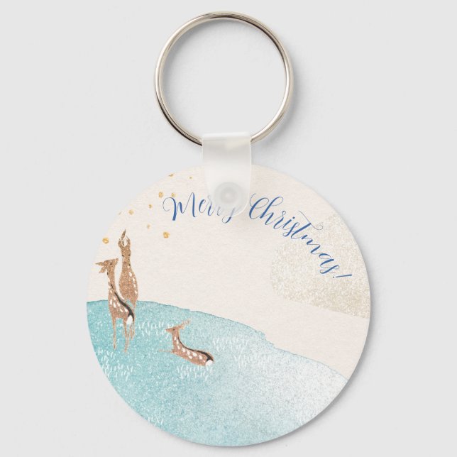 Chaveiro Reindeer de férias de inverno (Frente)