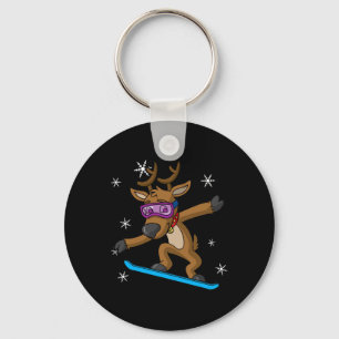 Chaveiro Reindeer de Natal Snowboarder Snowboard Snowbo