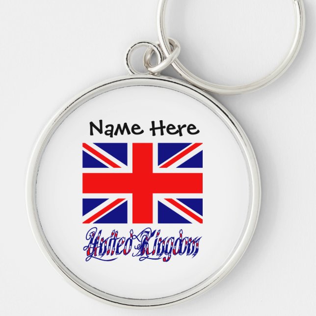 Chaveiro Reino Unido e Bandeira Britânica Personalizada (Frente)