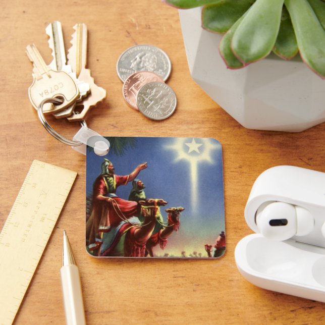 Chaveiro Religião Vintage, Magos com Estrela de Belém (Mesa)