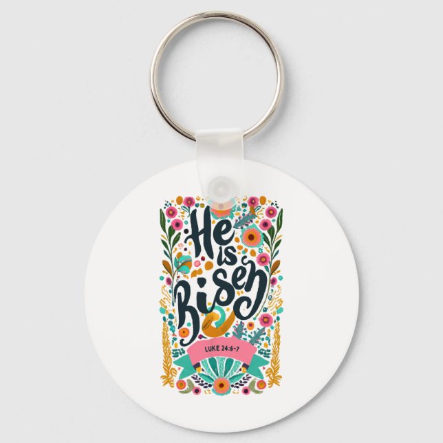 Chaveiro Religioso Floral Ele Ressuscitou Páscoa Cristã (Frente)