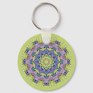 Chaveiro Relógio com Mandala Pintada à Mão 2