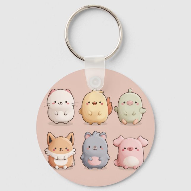 Chaveiro Relógio de Parede de Animal Fofo – Animal de Desen (Frente)