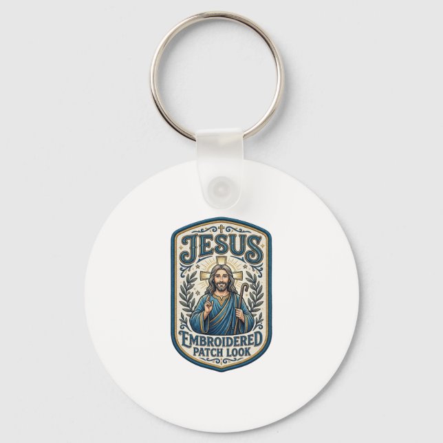 Chaveiro Remendo Embroidered Jesus Olhe Remendo Embroidered (Frente)