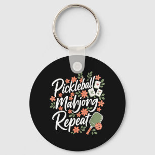 Chaveiro Remo Floral de Mahjong de Pickleball Repetir Flor