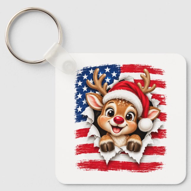 Chaveiro Rena de Natal Americana (Frente)
