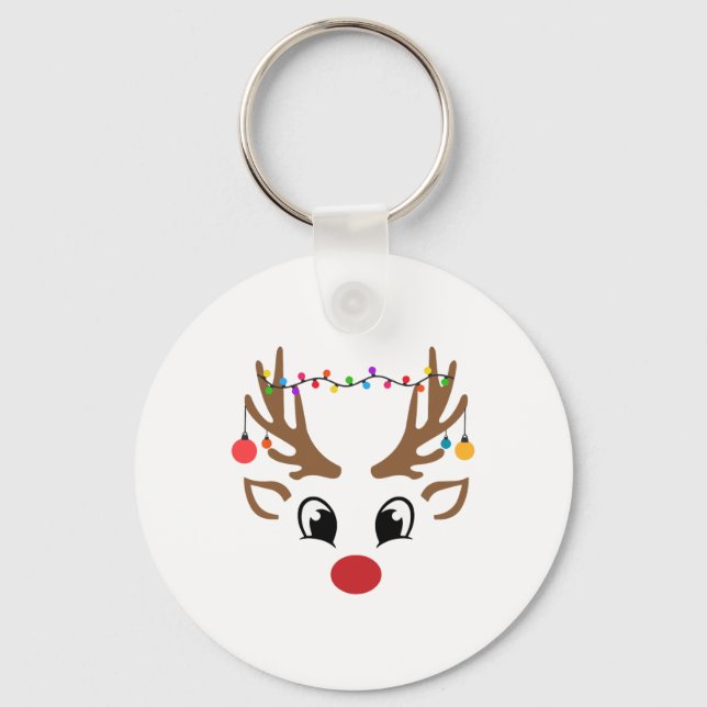 Chaveiro Rena de Natal Luz de Natal Roupas Combinando Famíl (Frente)