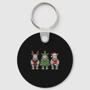 Chaveiro Rena de Natal Retro Rinoceronte Papai Noel Safari 