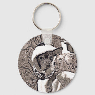 Chaveiro Renderização artística de Chihuahua com Hoodie