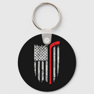 Chaveiro Reprodução de Hóquei em Gelo na Bandeira Americana