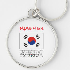 Chaveiro República da Coreia Redonda Metálica Personalizada