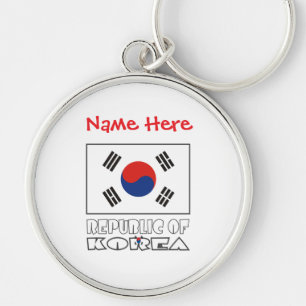 Chaveiro República da Coreia Redonda Metálica Personalizada