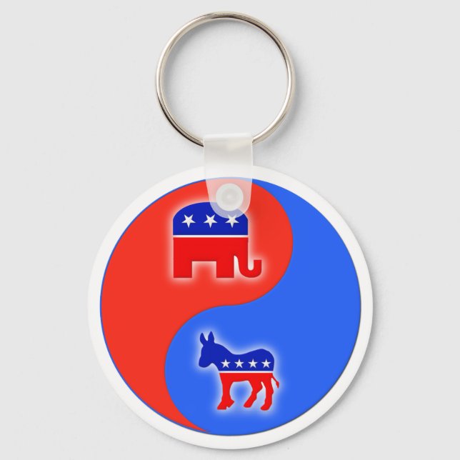 Chaveiro Republicano/Democrata Yin/Yang (Frente)
