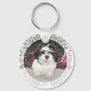Chaveiro Resgate de cachorro Shih Tzu preto e branco