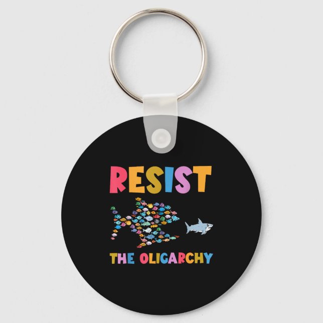 Chaveiro Resist The Oligarchy Funny Fish Anti Trump  (Frente)