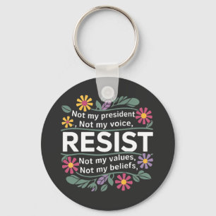 Chaveiro Resistência a Protesto Botânico Floral Anti-Trump