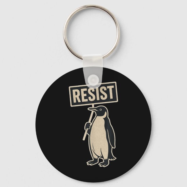 Chaveiro Resistência ao Pinguim em Protesto Contra Tarifas (Frente)