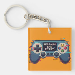 Chaveiro Respawn and Retry - Retro Gaming Glitch Art